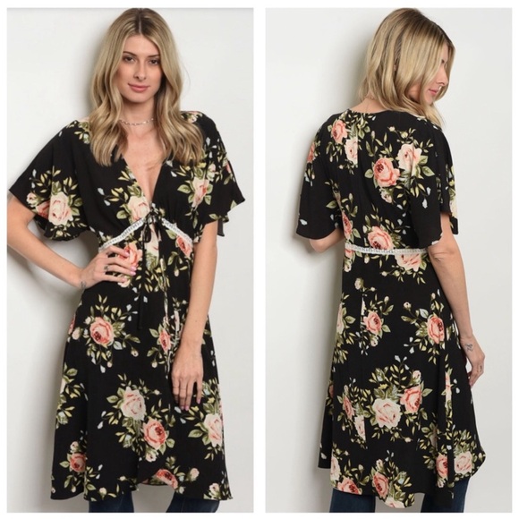 Floral print kimono lace detail cardigan - Picture 7 of 7